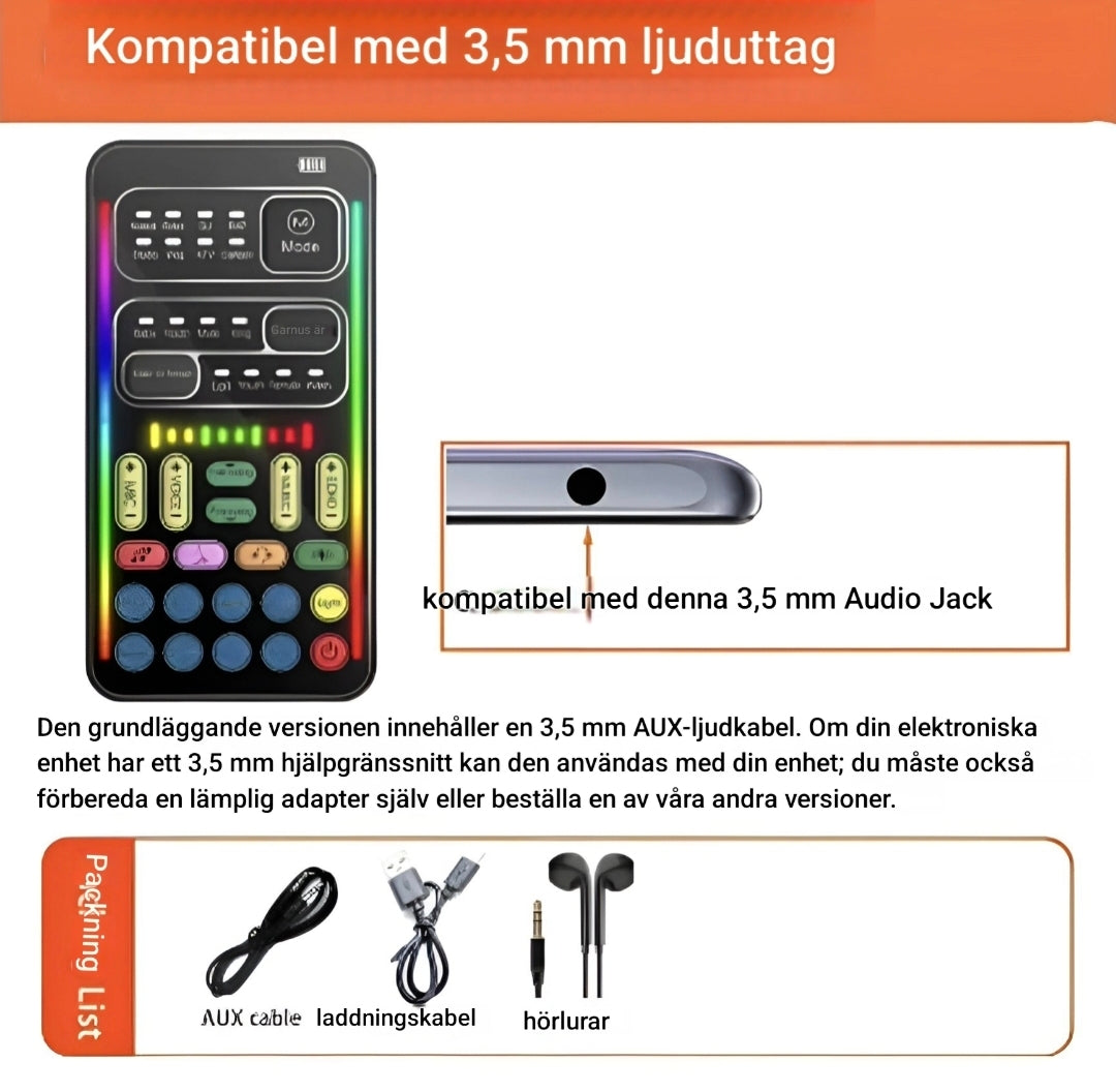 Röstförändrare & Ljudkort i Ett – För Spel, Streaming, Musik & Chatt