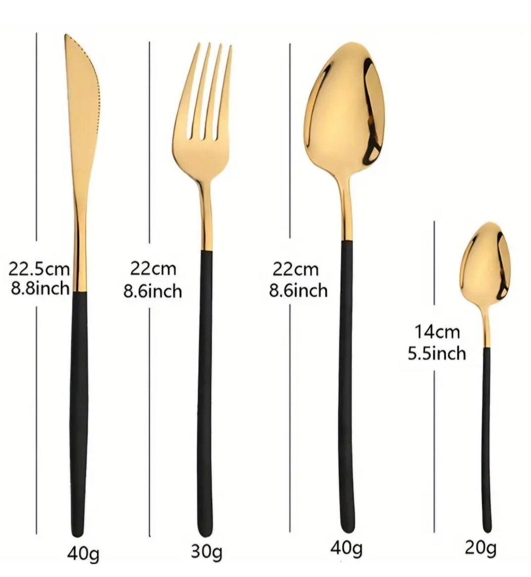 Bestickset i guld och svart 24-delar