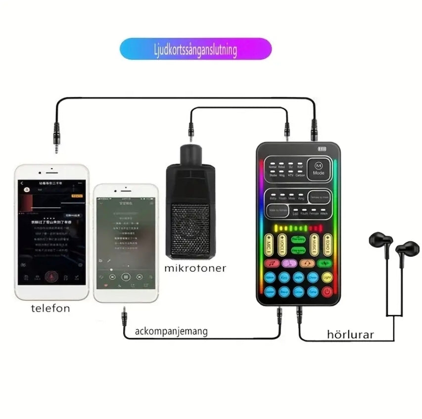 Röstförändrare & Ljudkort i Ett – För Spel, Streaming, Musik & Chatt