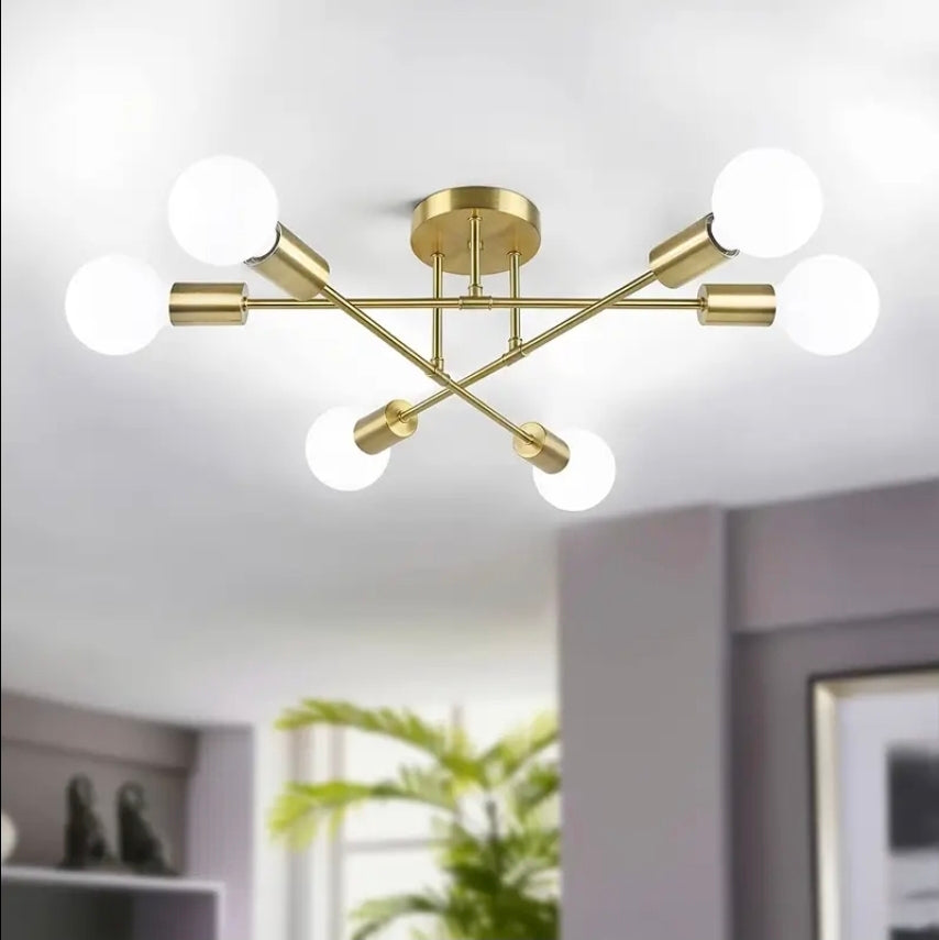 Modern Taklampa – GuldDesign med Plats för Sex Ljuskällor