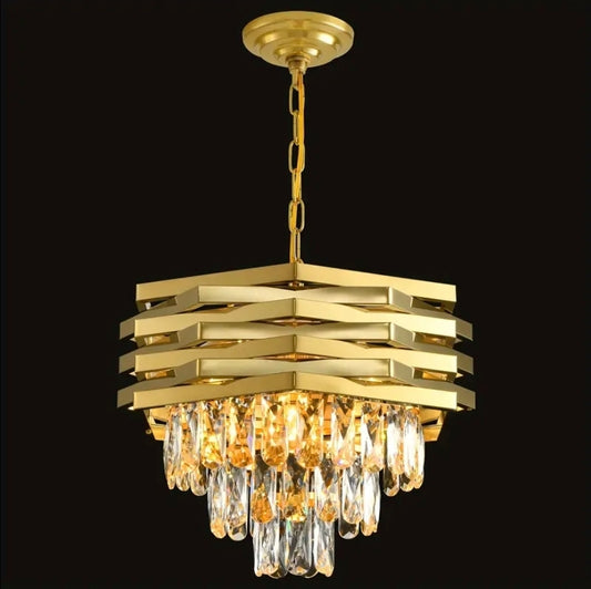 Stilfull Modern Ljuskrona i Guld med Kristall