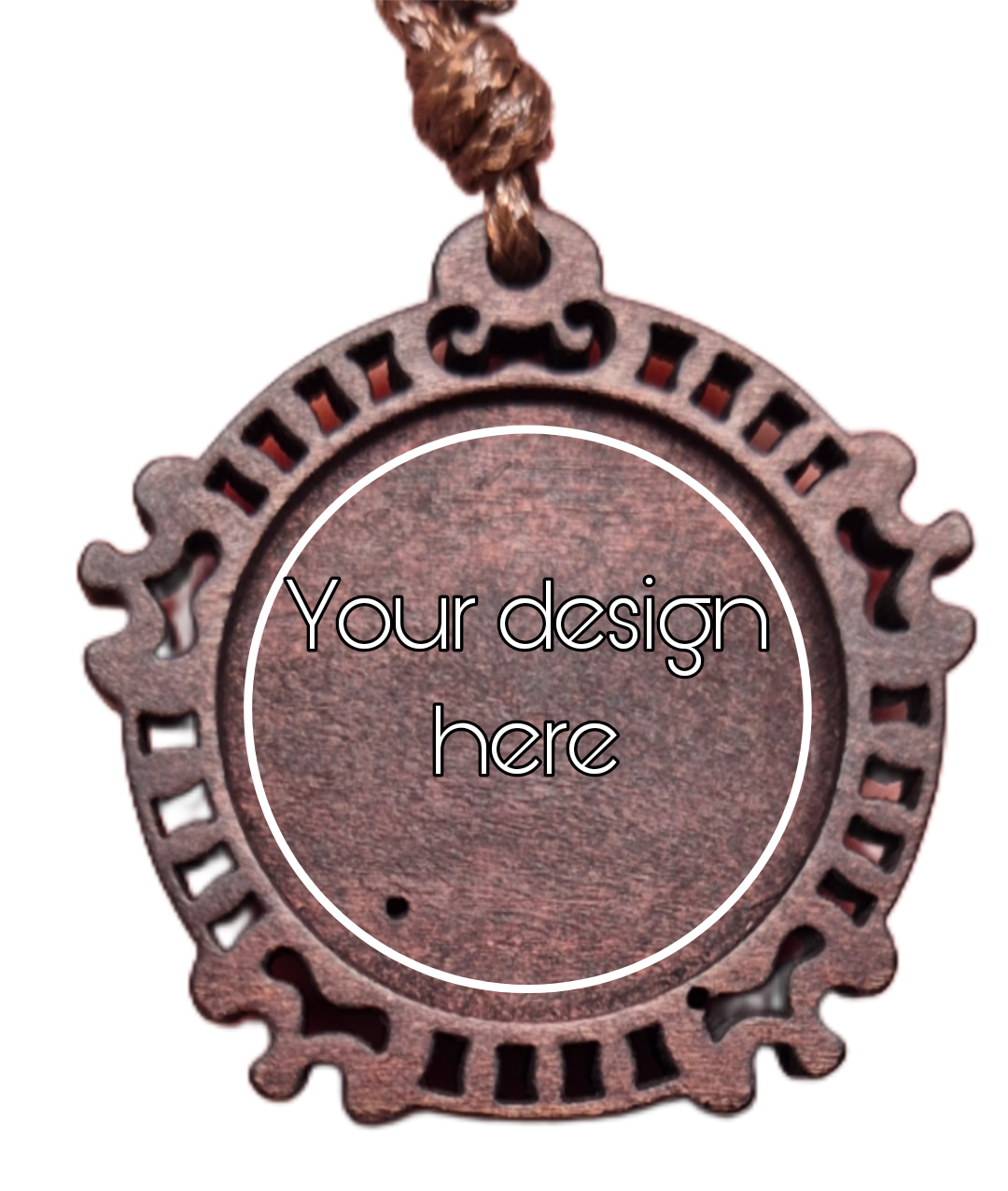 Personliga Trähalsband med Eget Tryck eller Gravyr – 1,5 tum