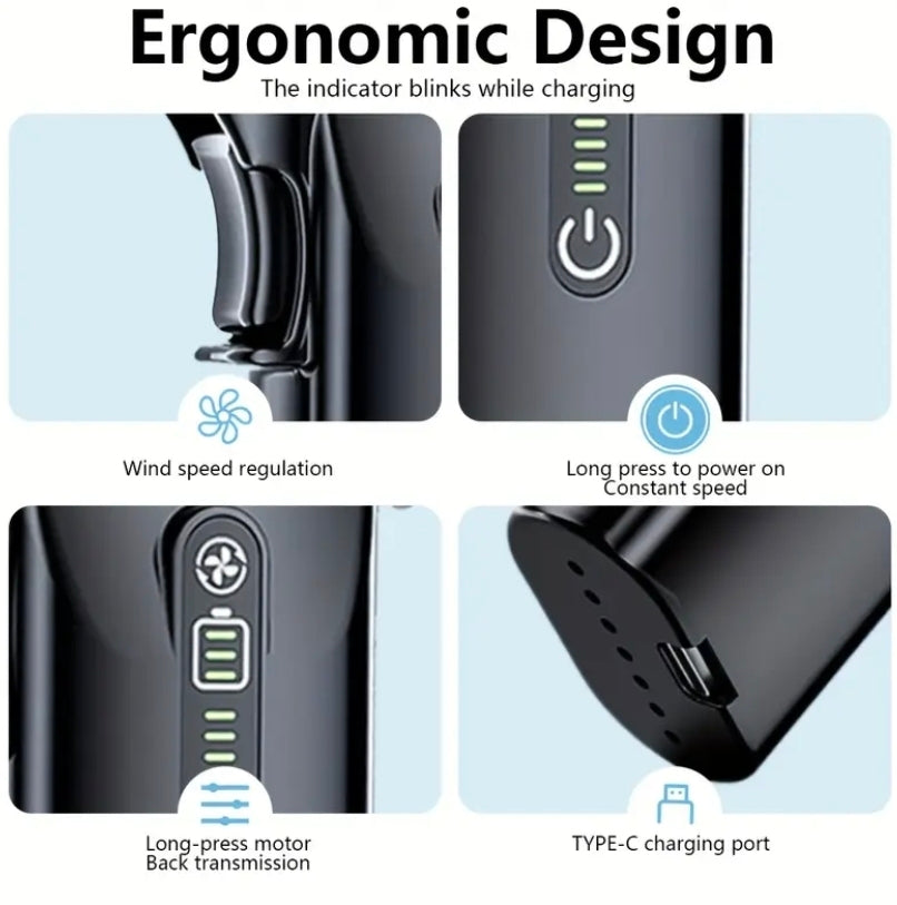 Kompakt Turbofläkt – 130000 RPM & 3 Munstycken | Bärbar Luftblåsare