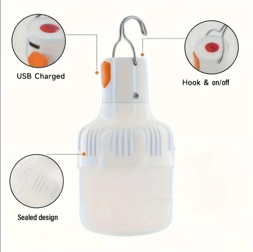 4-pack USB-laddningsbara LED-campinglampor med krok