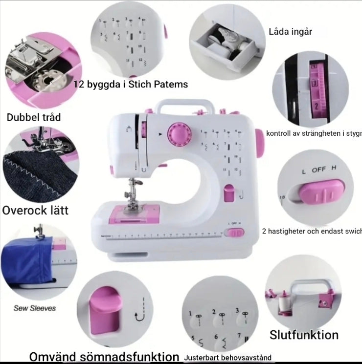 Bärbar Elektrisk Symaskin med 12 Sömmar
