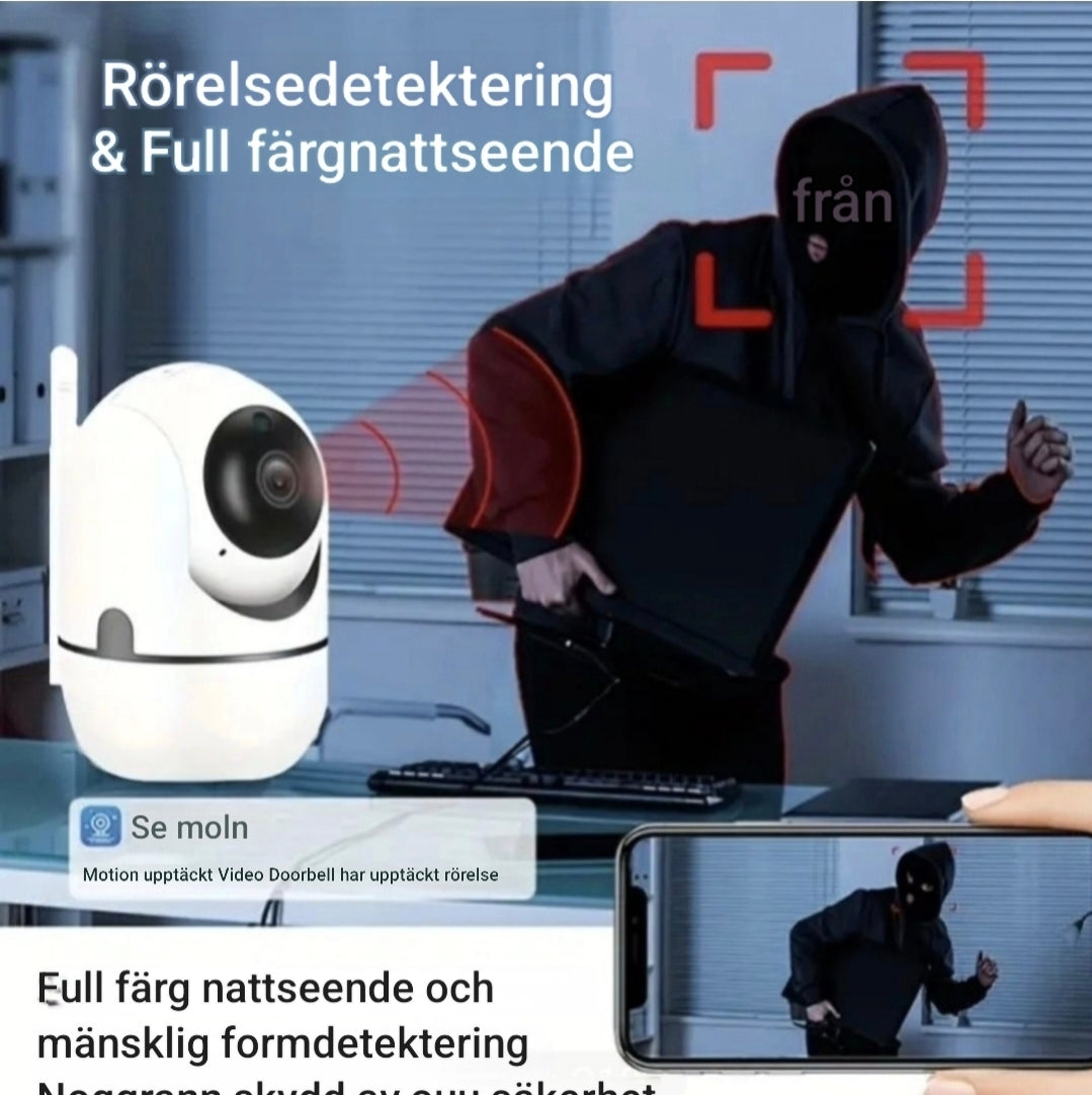 WiFi Övervakningskamera med 355° rotation och mörkerseende – Modell Q102