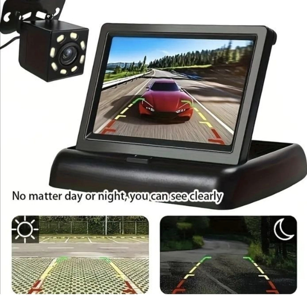 4.3-tums Hopfällbar Skärm + 8-ljuskamera