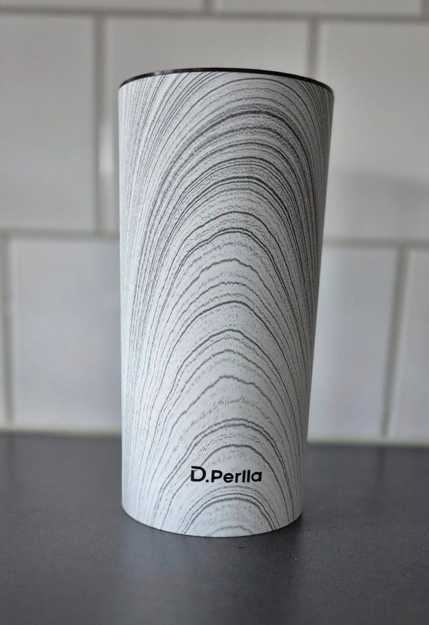 6-delars Kökssknivset med Marmormönstrade Handtag – Komplett Set med Vertikal Cylindrisk Knivhållare